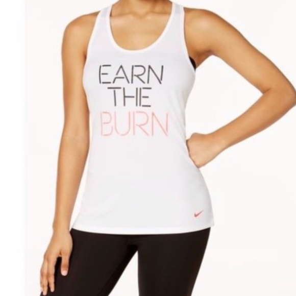 Nike white Earn The Burn Dri Fit tank top size S - Picture 1 of 6